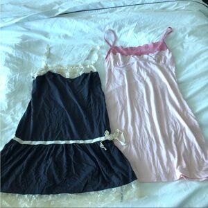 Bundle 2-4-1 Lace Trim Nightgown Set - Black and Pink